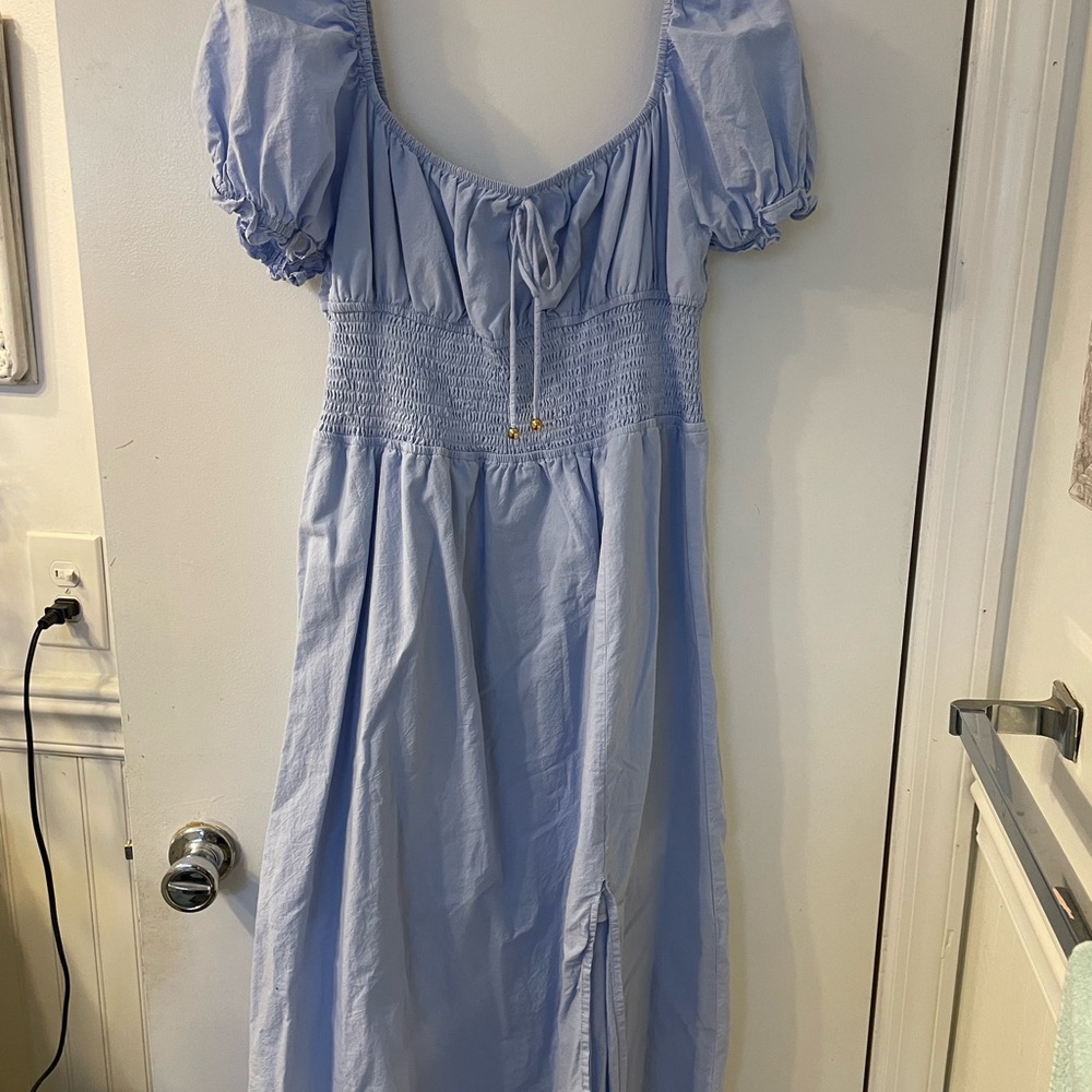 Light Blue Puff Sleeve Dress
